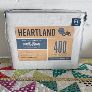 NWT Heartland Full Size 100% Cotton White Sheet Set, 400 Thread Count